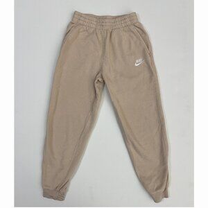 Nike Youth Girls Cotton Jogger Sweatpants Size L Beige Drawstring Waist
